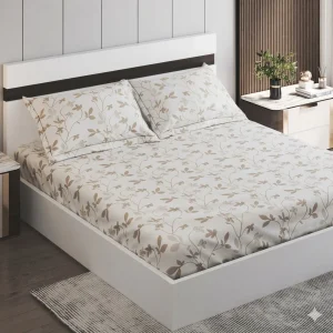 Ezra York Cotton 144TC Printed 3Pcs Queen Bedsheet Set